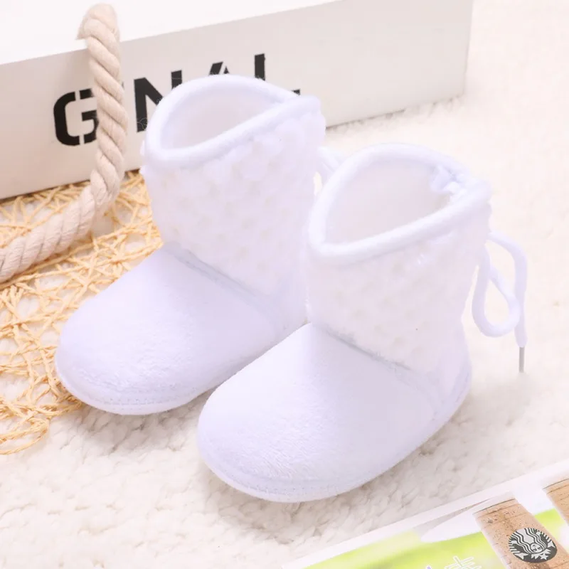 Детские ботинки; теплые зимние ботинки для новорожденных; однотонные кисточки с мягкой подошвой; хлопковые ботинки - Цвет: 28W