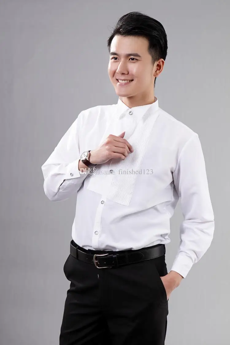 Men Cotton Blend Wedding Apparel Groom Shirts Dress Long Sleeve Shirt(38,39,40,41,42,43,44,45,46#) NO:001