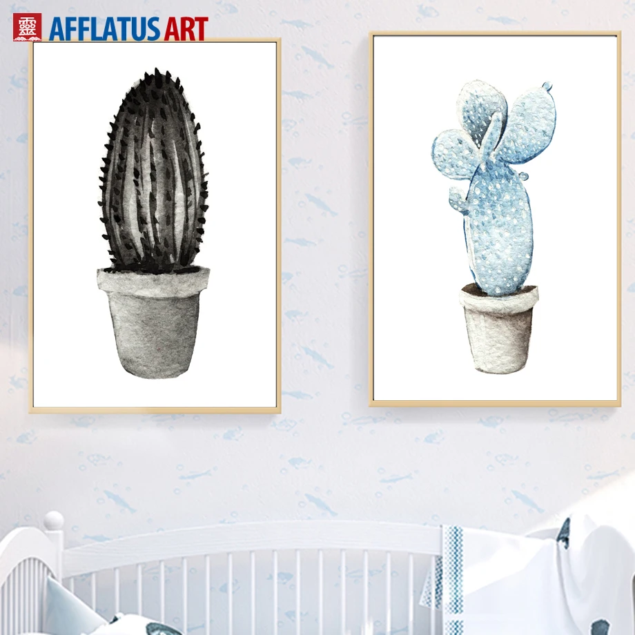 

Watercolor Cactus Wall Art Canvas Painting Nordic Posters And Prints Plant Canvas Prints Wall Pictures For Living Room Decor