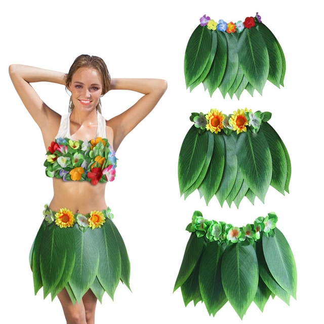 Hawaiian Artificial Tropical Leaves Flower Skirt Hula Boho Dance Skirts  Party Kid Adult Hawaii Grass Skirt Beach Holiday Costume - AliExpress