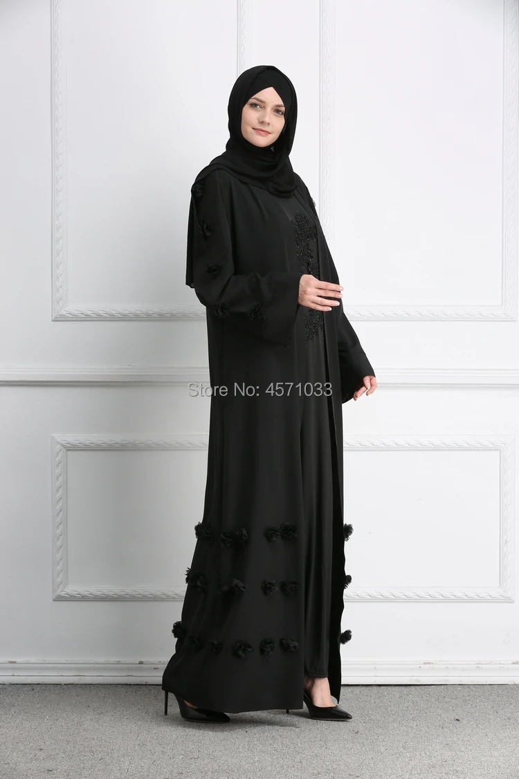 Мусульманские цветок Вечернее платье кардиган «абайя» кимоно Исламская Молитвенное одеяние длинный халат Платья Туника Jubah Ближний