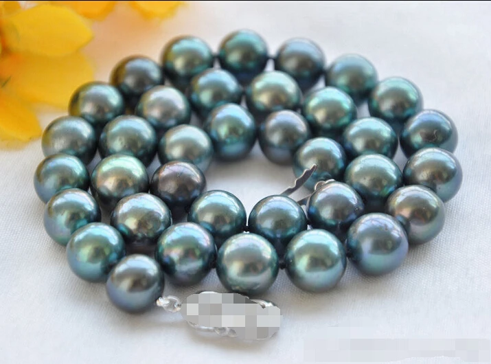 

Free shipping >>>>>Z5694 Lustre AA++17" 12mm ROUND PEACOCK BLACK PEARL NECKLACE 925SS