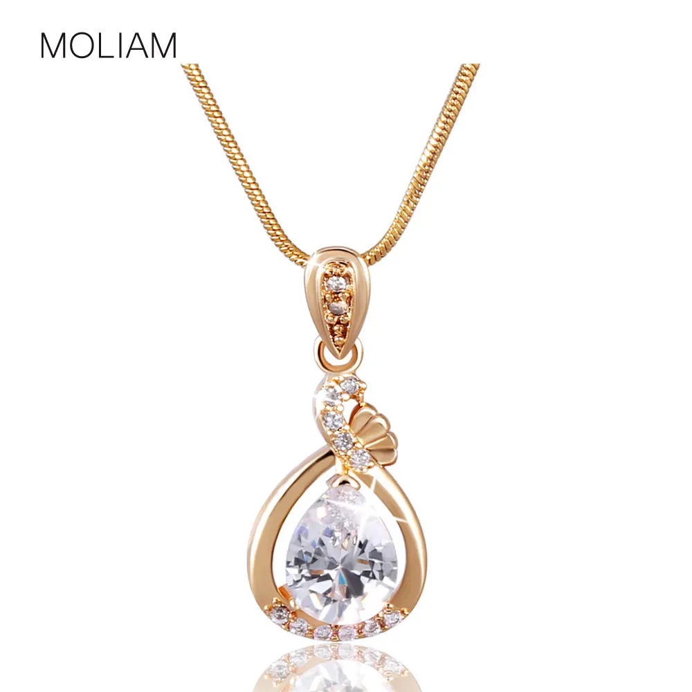

Fashion Women Necklace Collares 18K Gold/White Gold Plated Slide Pendants Jewelry with Free Chain Gros Collier Femme 2015 D3A