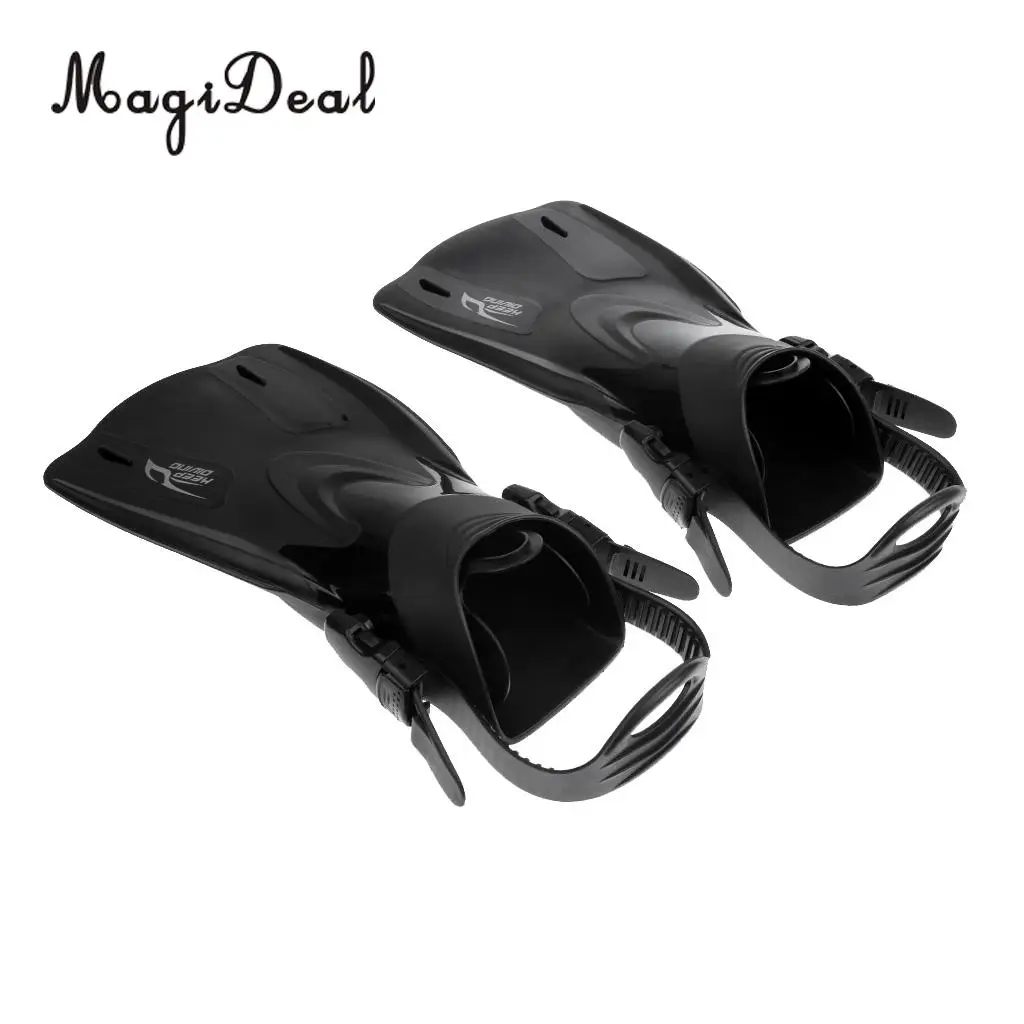 MagiDeal Swim Fins for Adult Adjustable Swimming Frog Shoes Rubber Professional Dive Team Open Diving Snorkeling Flippers Black