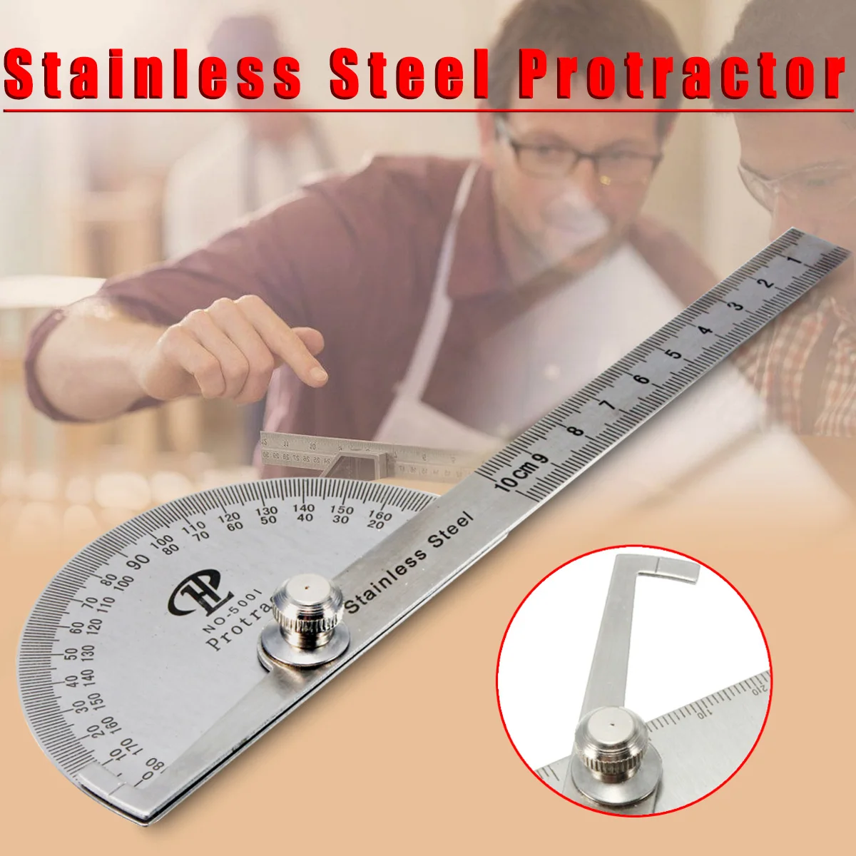 

Overvalue Stainless Steel Protractor Angle Finder Arm Measuring Round Head Craftsman Ruler Machinist Goniometer General Tool