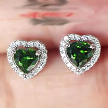 Greenstone серьги для женщин GVBORI стерлингового серебра 925 ювелирные изделия сердца натуральный турмалин серьги подарок на день Святого Валентина партии