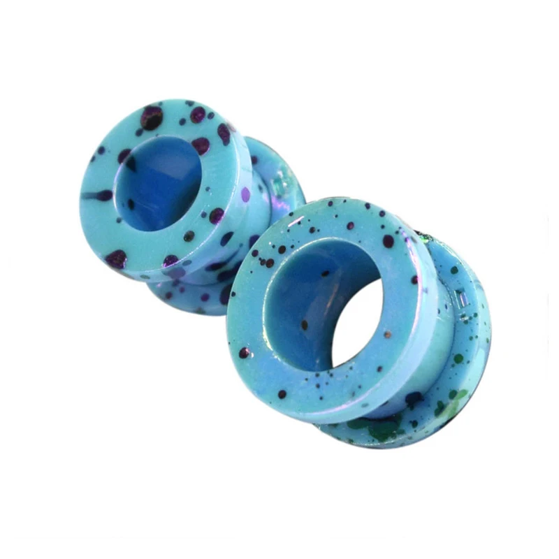 Acrylic Dot Screw Back Flesh Tunnel Ear Plug Expander Stretcher (1 Pair, 2-12mm)