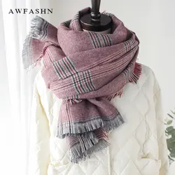 2018 новые женские роскошные кашемировый шарф зимний женские шарфы мягкий теплый полоса платок Для женщин Обертывания хлопок накидка Винтаж