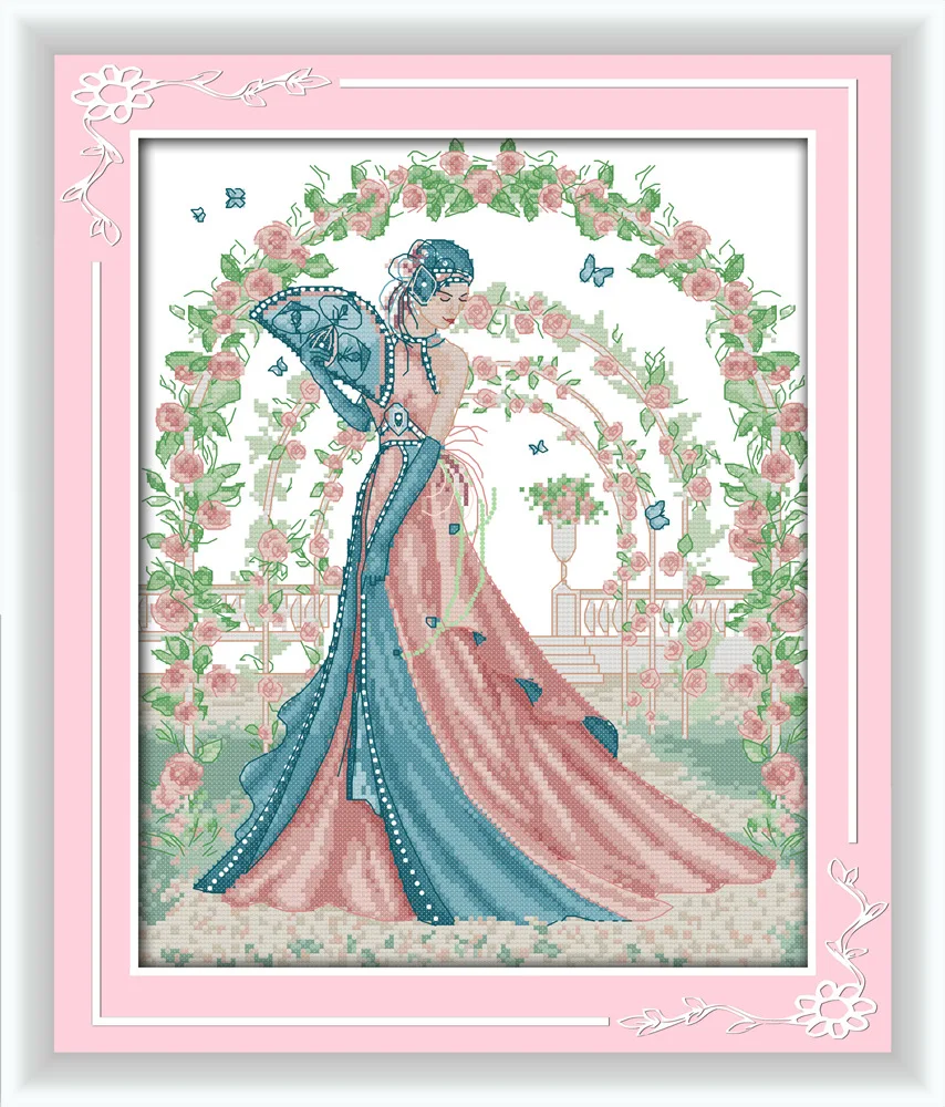 

Elegant Bride Printed Canvas DMC Counted Cross Stitch Kits printed Cross-stitch set Embroidery Needlework