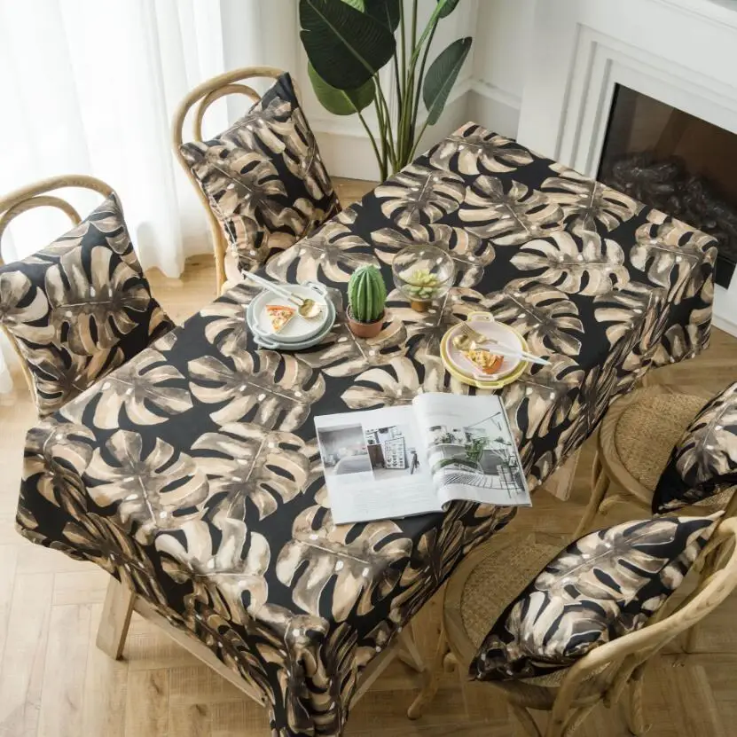

Hot Sale Leaf Table Cloth Polyester Cotton Waterproof Tablecloths Vintage Square Rectangle Dining Table Cover Home Textile ZC022