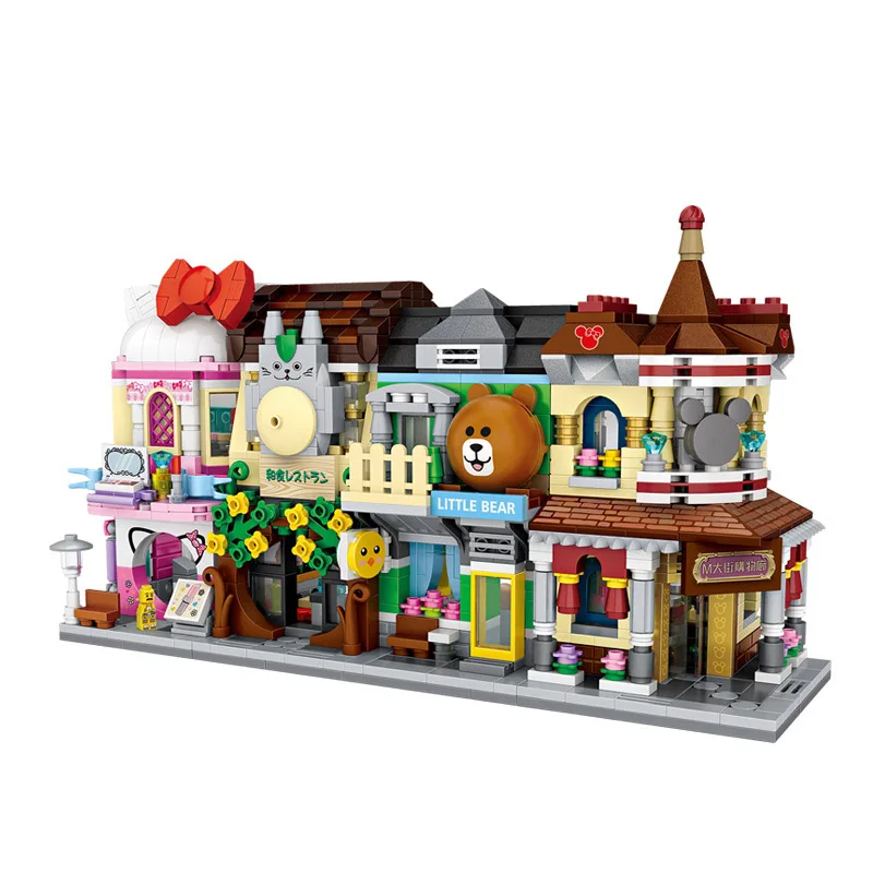 

Micro-drilled building blocks Mini Street View Cartoon Theme Series Legoings city girl DIY figures Bricks Educational Toys