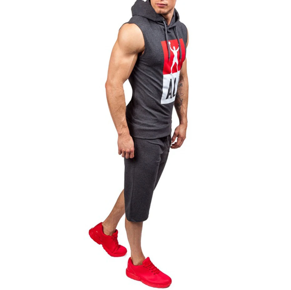 Zogaa Brand New 2018 Casual Mens Sporting Summer Two Piece Tracksuit Sleeveless Vests + Shorts Sweatshirt Training Jersey Set