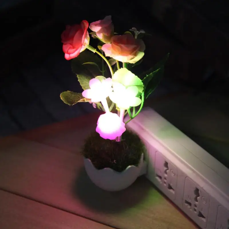 

Induction Energy Saving Flower Plant US Plug Night Light Miniascape Lamp Indoor Bedroom Decoration Colorful Nightlights