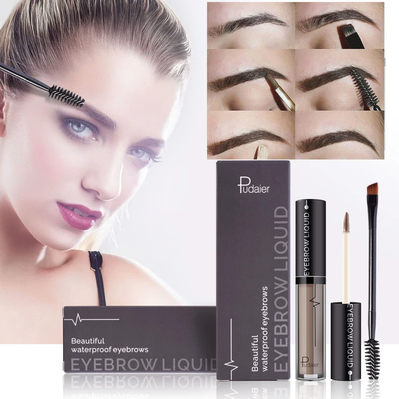 Brand Eyebrows Enhancers Makeup Eyebrow Liquid Gel Waterproof Pigments Black Brown Henna Tint Tattoo Eye Brows Brush Kit | Красота и