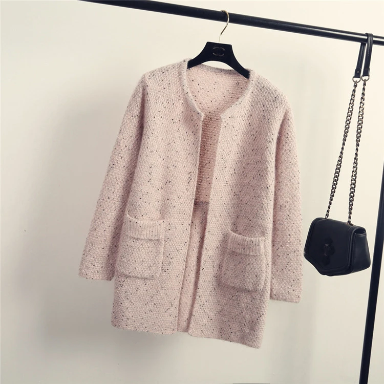 Женский свитер, шерстяной вязаный кардиган, пальто, новинка, Осень-зима, цветной, корейский стиль, женский свободный джемпер, одежда, Vestidos LXJ319 - Цвет: Розовый