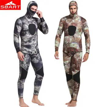 

SBART Camouflage Neoprene Wetsuits Men 3mm Underwater Spearfishing Warm Hooded Diving Suit Swimming Diving Surfing Camo Wetsuits