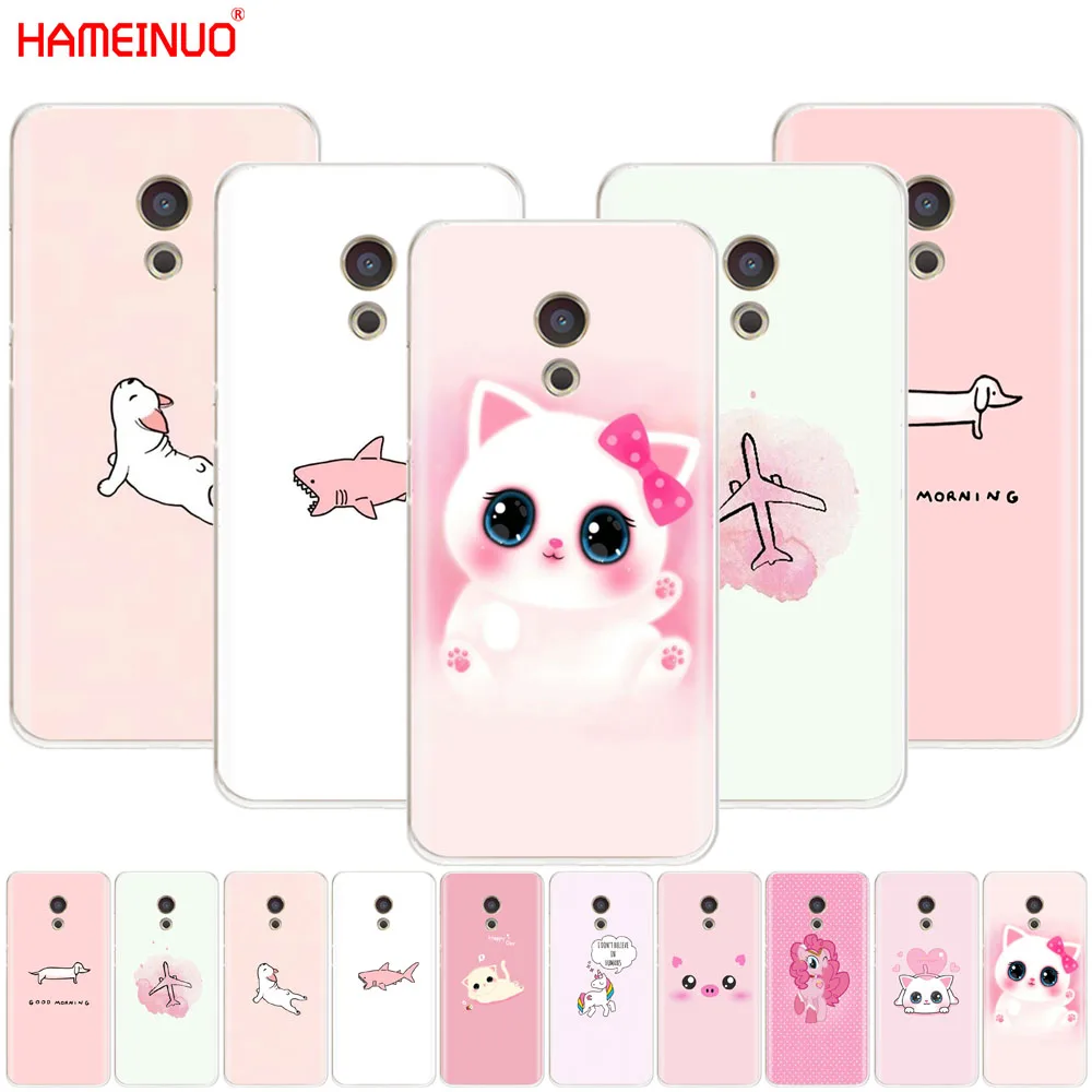 

cute pink cat dog fish simple design Cover phone Case for Meizu M6 M5 M5S M2 M3 M3S MX4 MX5 MX6 PRO 6 5 U10 U20 note plus