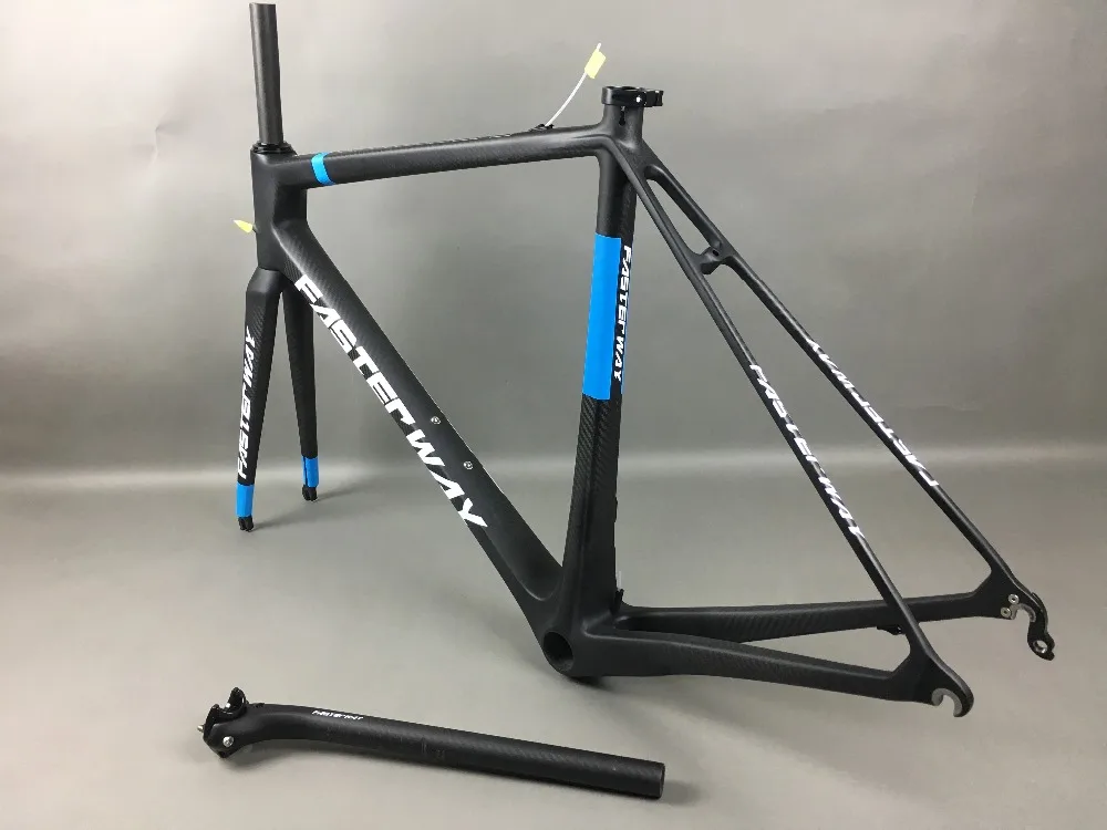 Clearance classic design FASTERWAY PRO full black with no logo carbon road bike frameset:carbon Frame+Seatpost+Fork+Clamp+Headset,free ems 21