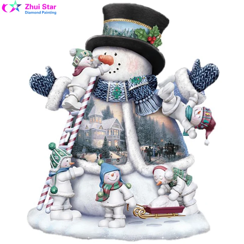 5D Diy diamond painting kit Christmas Snowman 3D cross stitch Full