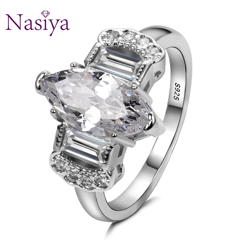 

Nasiya AAA+ White CZ Romantic Wedding Rings For Women Real 925 Silver Jewelry Anniversary Engagement Party Gift Wholesale