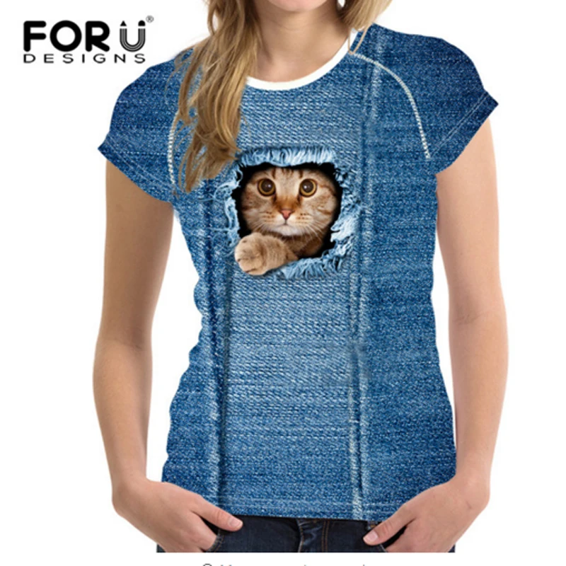 Buy FORUDESIGNS Dog Cat 3D T Shirts Women Tops,Funny