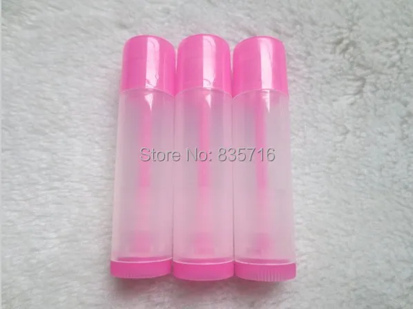 100PCS/LOT 5ML Empty Lipstick Tube,Transparent+Pink cap Makeup Lip Gloss Container,Sample Cosmetic Lip Balm Sub-bottling HZ14