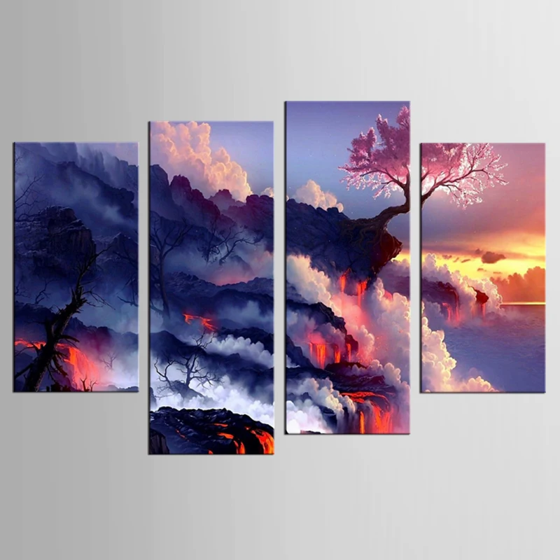 

4 Piece Canvas Art Printing Photo sea of clouds Painting Custom Canvas Print On Canvas Printing Wall Pictures Home Decoration