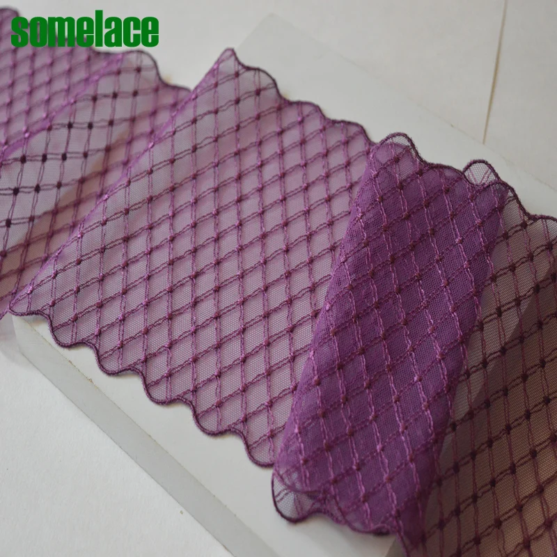 

16cm wide(2yds/lot)Rose-carmine gauze Reticle embroidery lace Hight quality lace fabrics embroidered lace2018102709