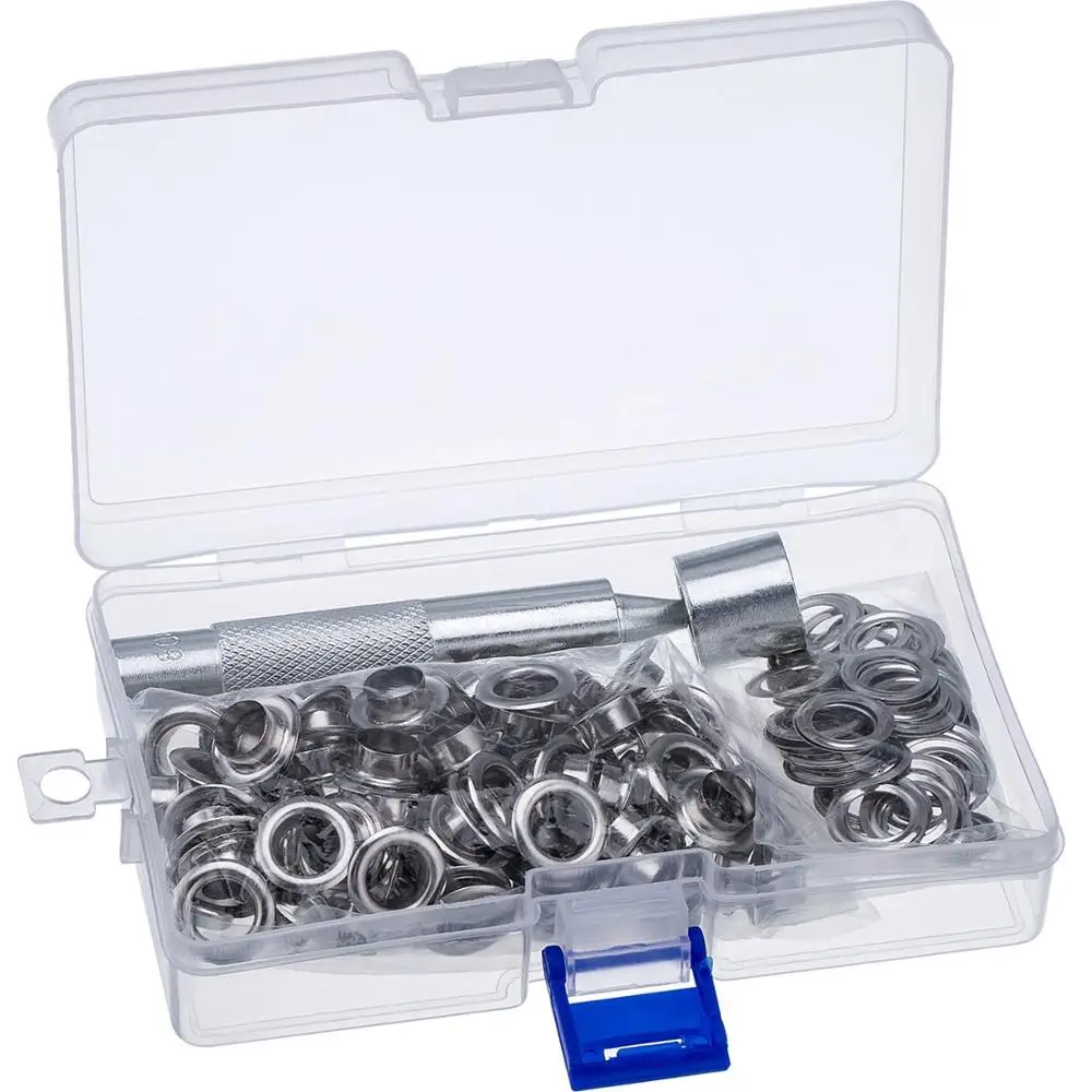

100 sets Metal Eyelets with Grommet, 1/2 inch Grommet Tool Kit for for Craft Making, Repair and Decoration