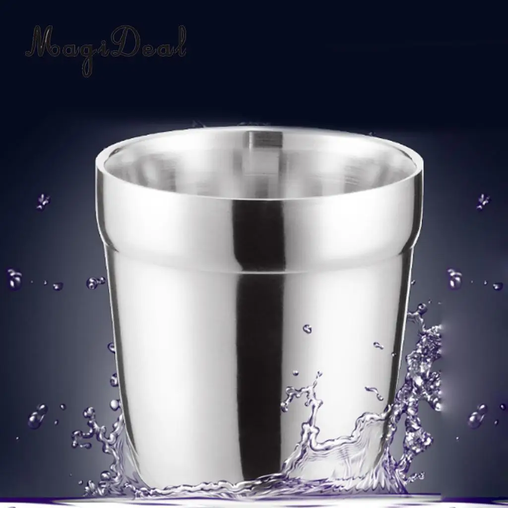 3x 180ml Modern Stainless Steel Cups Pint Cup Coffee Beer Mug Kids Tumbler
