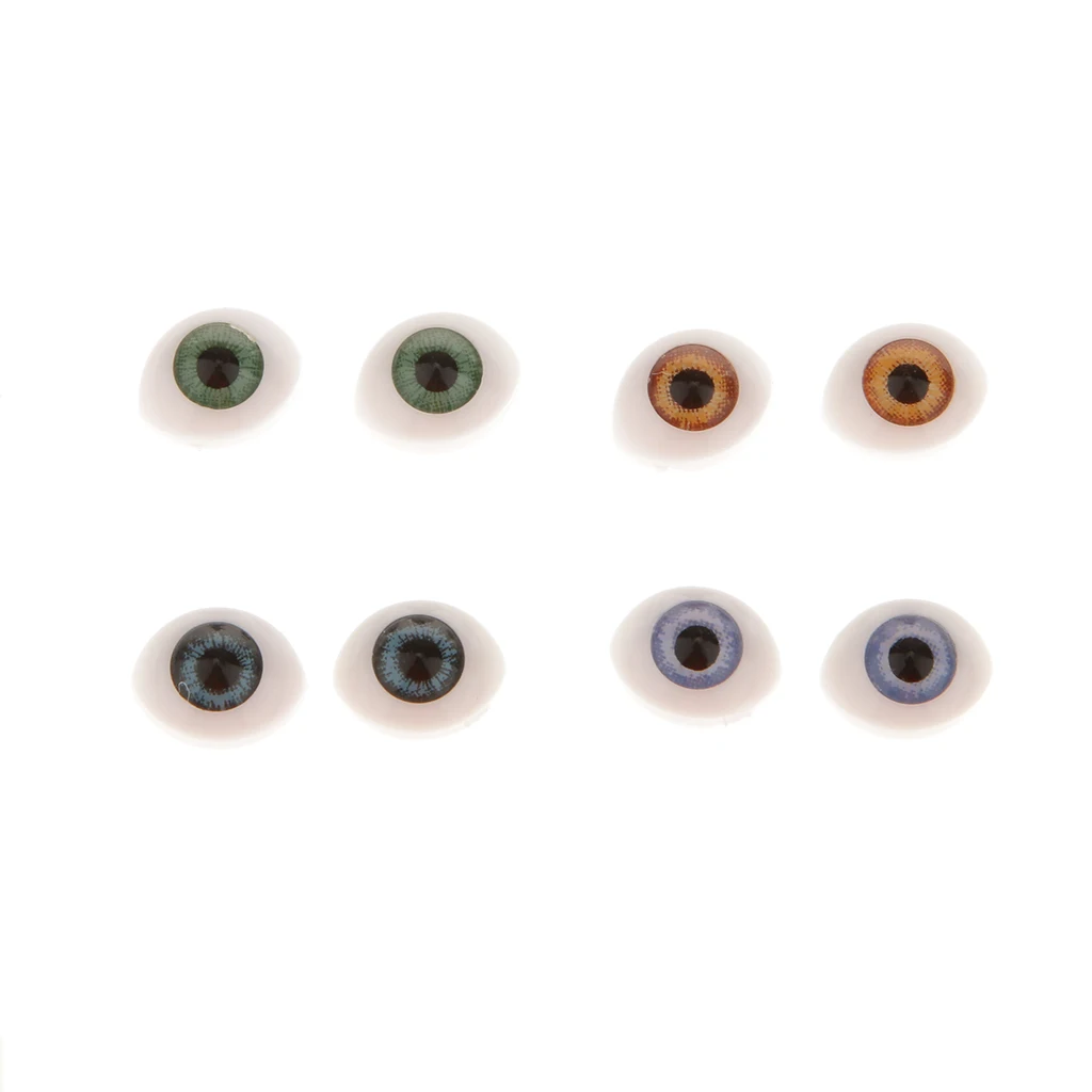 8 Pairs Plastic Oval Flat Back Eyes 5mm 6mm For Mask Bear Dolls DIY Puppets Dolls Craft