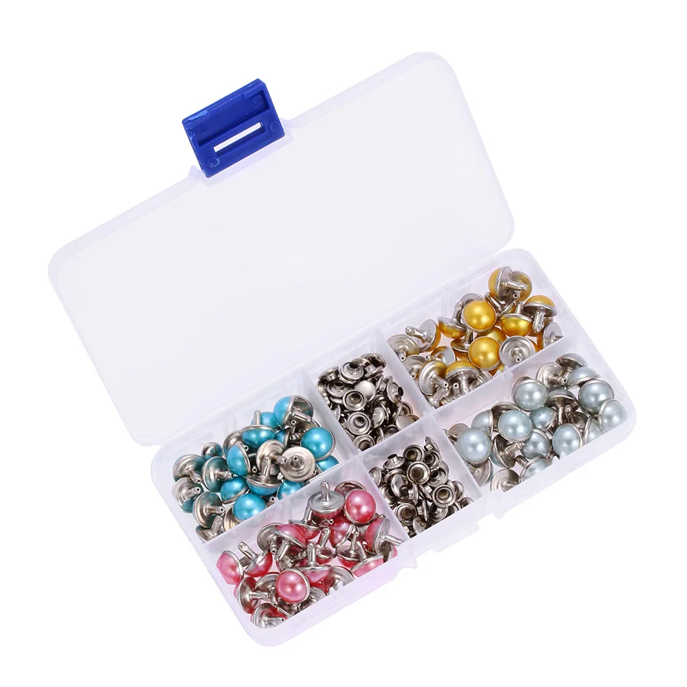 

100sets Half Round Colorful Pearl Rivets Button for Cloth Pants Hat Bag Shoes DIY Crafts Decoration DIY Home Garment Accessories