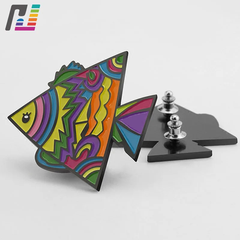 

Cartoon Colorful Fish Brooch Pin Metal Soft Enamel Lapel Pin Badge Custom Buy at Least 50PCS