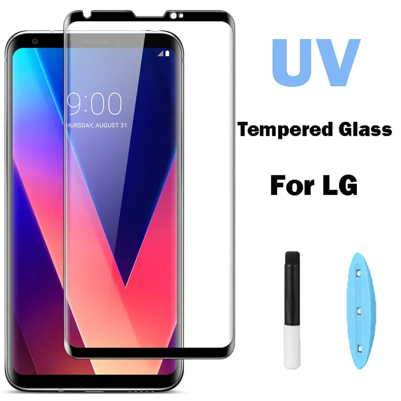 

3D UV Liquid Glue Tempered Glass For LG V30 V40 V50 LG G7 G8 Screen Protector Film For OPPO Find X Curved Full Cover film