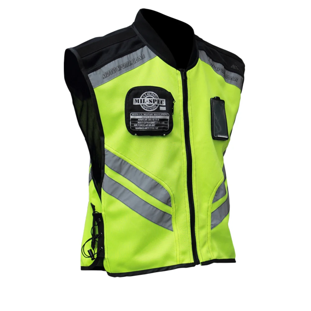 Sports Motorcycle Reflective Vest High Visibility Fluorescent Riding Safety Vest Racing Sleeveless Jacket Moto Gear(XXXL