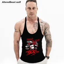 Фитнес Мужская майка Spartan 300 воины печати для бодибилдинга топы без рукавов Одежда Жилет Рубашка мышцы топы