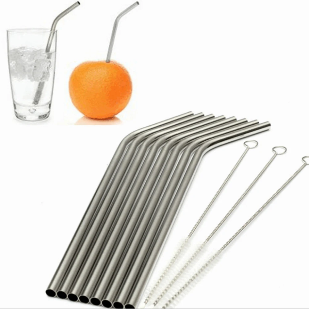 8Pcs Drinking Straw Reusable Straws Cleaner Brush Set High Quality Eco