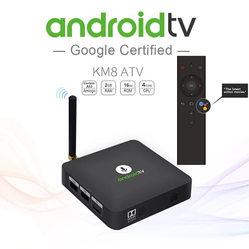 

2018 MECOOL KM8 Android TV Box Voice Remote Control Amlogic S905X Android 8.0 2GB+16GB VP9 HDR10 Dolby Audio Support Youtube 4K