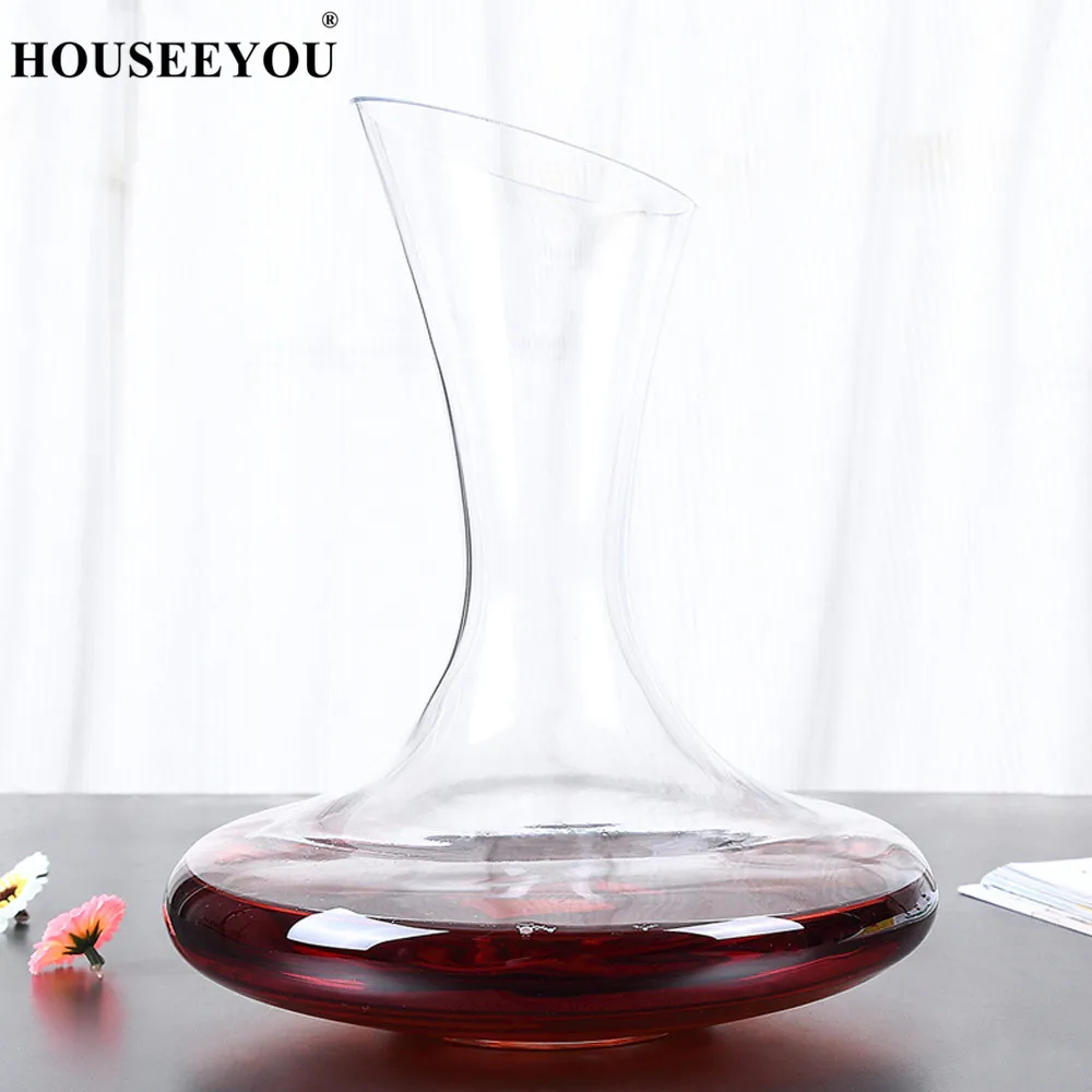 HOUSEEYOU 1800ml/60.9oz Glass Wine Decanters Bevel Spout Wine Aerator