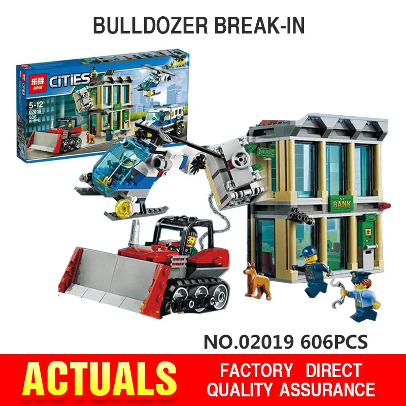 ФОТО Lepin 02019 606Pcs City Series The Bulldozer Break-in set Children Educational Building Blocks Bricks Boy Toys Model Gift 60140