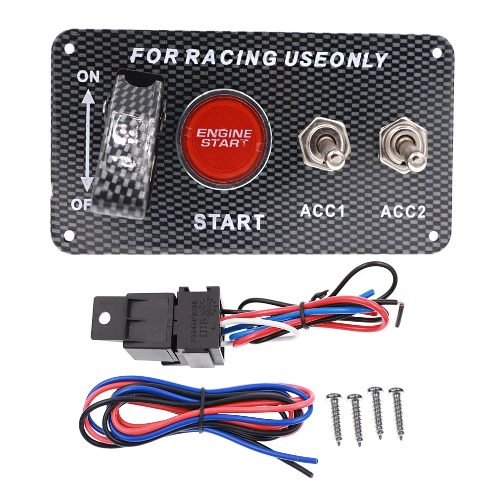 

Carbon Fiber 12V Racing Car Toggle Ignition Switch Panel LED Engine Start Push Button 2/4/5 Toggle Car Modification Accessory