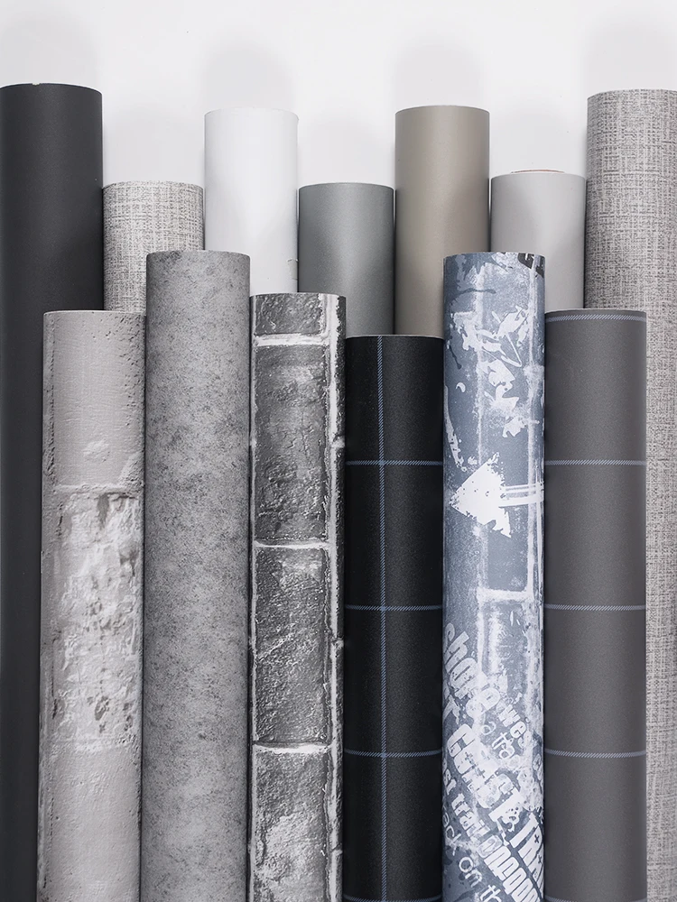 

Hot 3m*60cm Gray linen pattern waterproof wallpaper self-adhesive solid color dormitory bedroom wall stickers cabinets furniture