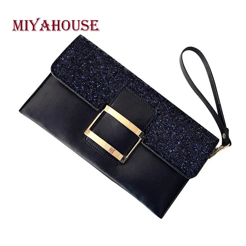 Miyahouse Новая модная женская сумка-конверт с блестками, женские маленькие сумки для муфт, корейский стиль, портативная вечерняя сумка для девочек