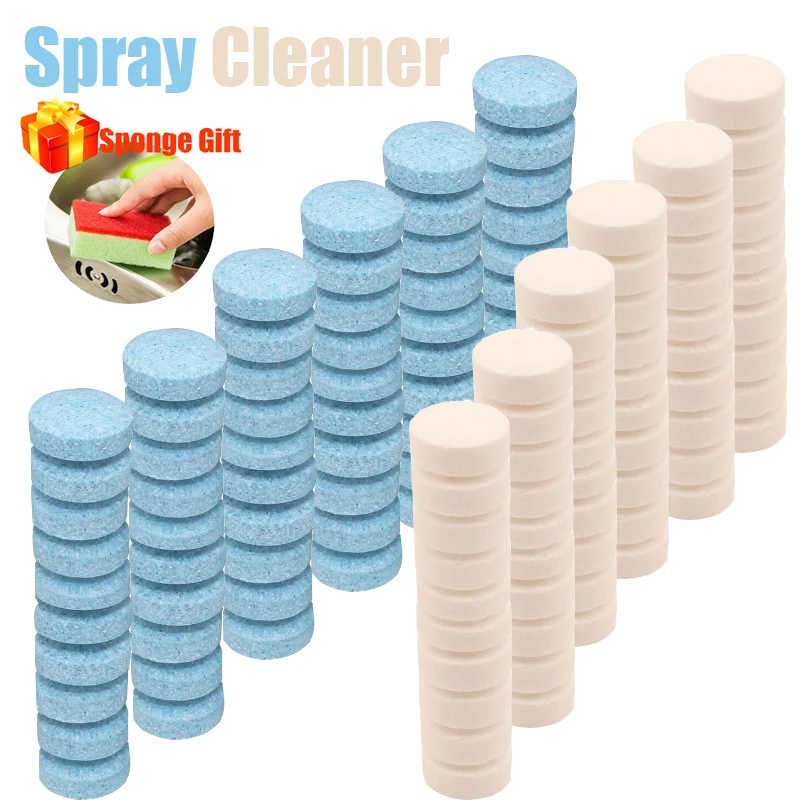 

50-500PCS White/Blue Multifunctional Effervescent Spray Cleaner Set Wiper Home Cleaning Car Concentrate Effervescent Cleaner