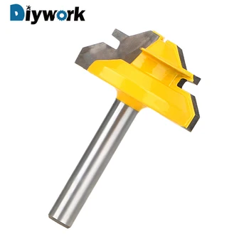 

DIYWORK Woodworking Cutter Tool Shank Lock Miter Router Bit 1/4'' 45 Degree Tungsten