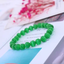 Модный Зеленый кошачий глаз натуральный камень браслет из бисера 10 шт./партия Классический Шарм 6 стилей бисер браслеты ювелирные изделия для женщин подарок для пары