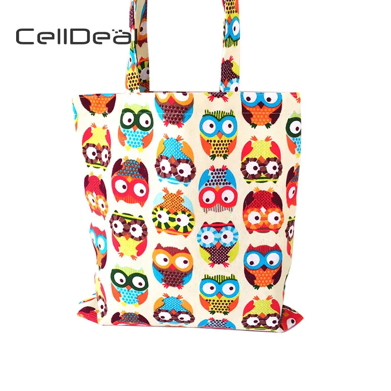 CellDeal High Quality Fashion Shoulder Shopping Bag Owl Printing Canvas