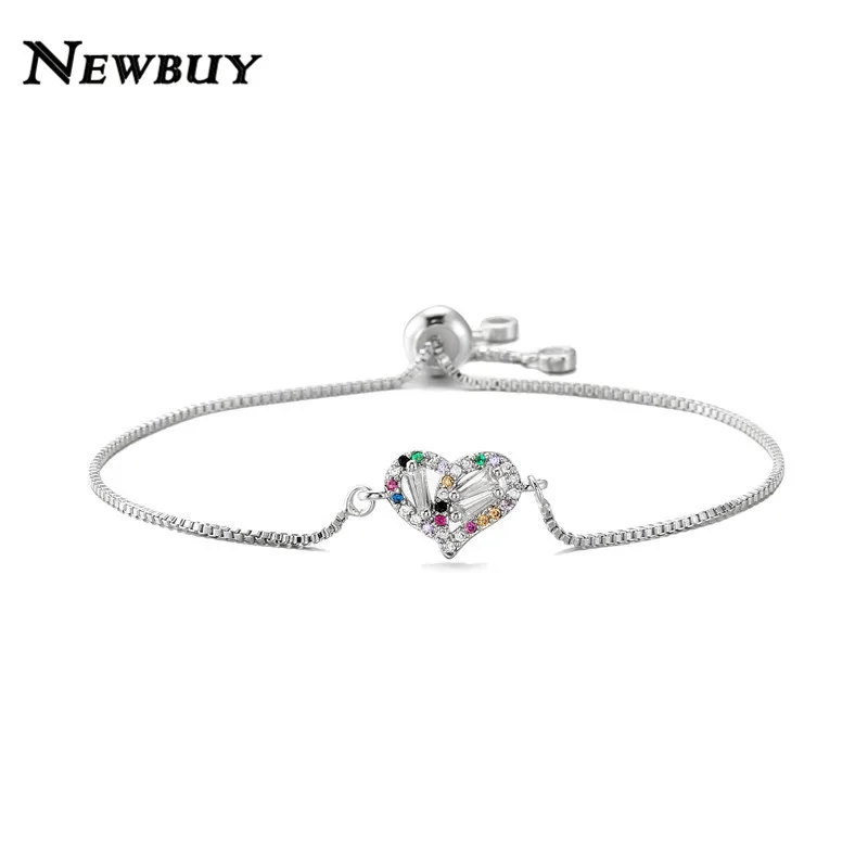 

NEWBUY Fashion Crystal Jewelry For Women AAA+ Cubic Zirconia Cute Heart Charm Bracelets Women Girl Party Jewelry Accessories