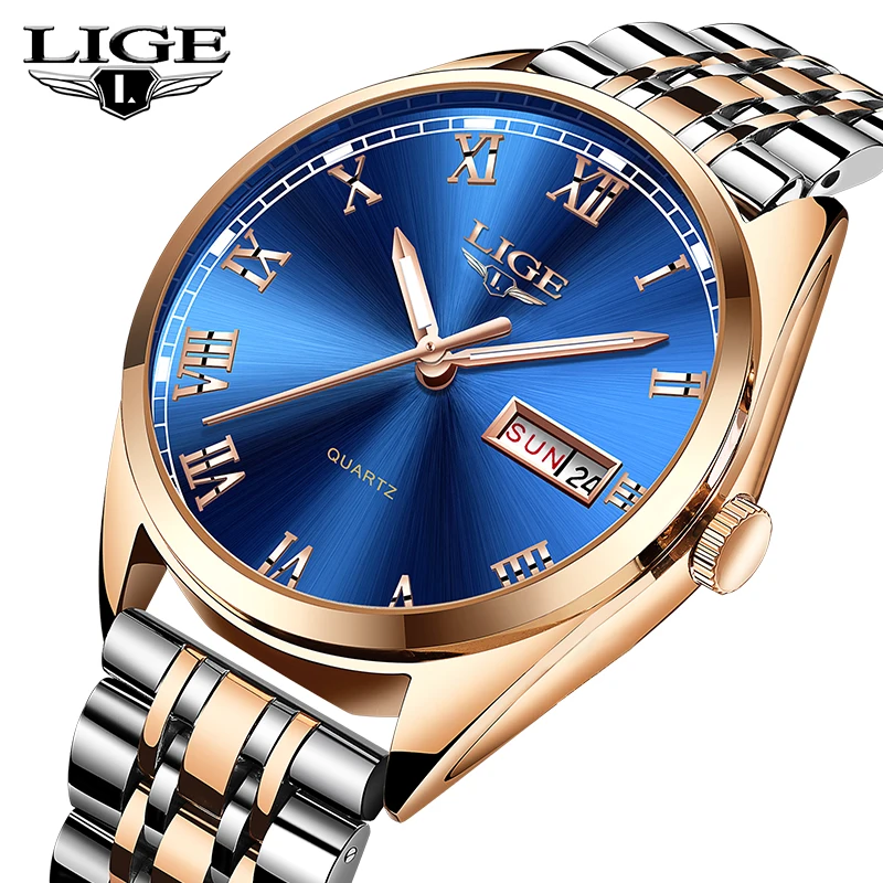 

LIGE Watches Men Top Brand Fashion Chronograph Men Stainless Steel Waterproof Automatic date Business WristWatch Relogio Masculi