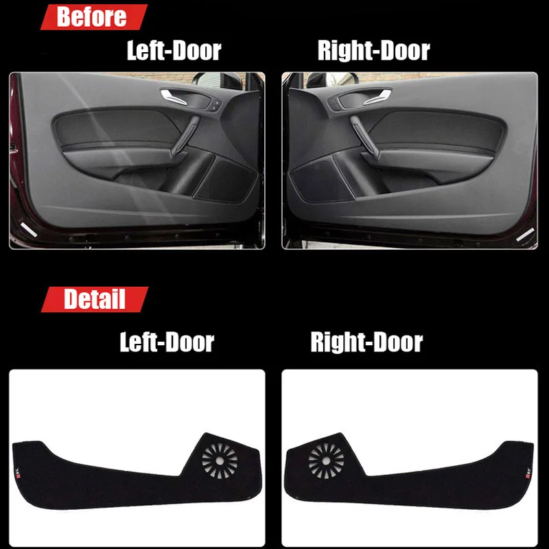 

2pcs Fabric Door Protection Mats Anti-kick Decorative Pads For Audi A1 2012-2014